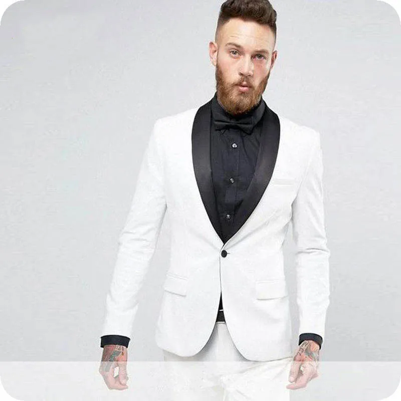 Black Shawl Lapel White Men Suits Wedding Blazers Man Jacket Groom Tuxedos Slim Terno Masculino Costume Homme 2Piece Coat Pants
Black Shawl Lapel White Men Suits Wedding Blazers Man Jacket Groom Tuxedos Slim Terno Masculino Costume Homme 2Piece Coat Pants