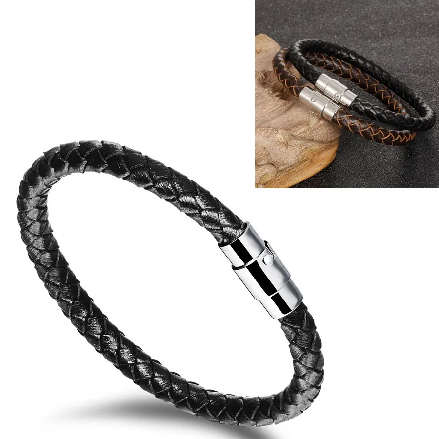 Genuine Leather with Stanless Steel - Men Fashion JEWELRY wristlet bracelet Bangles Top Cross Workmanship durable
Genuine Leather with Stanless Steel - Men Fashion JEWELRY wristlet bracelet Bangles Top Cross Workmanship durable