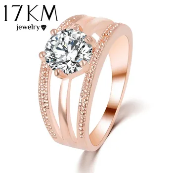 17KM Austrian Crystals Rose Gold Color Rings for Women