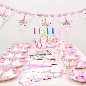 66pcs Unicorn Party Supplies Pink Rainbow Unicorn Banner Plates Balloons Napkin Cups Baby Shower Kids Birthday Decorations
66pcs Unicorn Party Supplies Pink Rainbow Unicorn Banner Plates Balloons Napkin Cups Baby Shower Kids Birthday Decorations