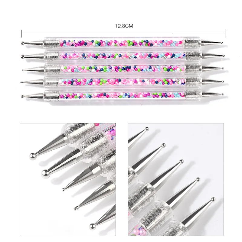 5Pcs Set UV Gel Painting Nail Art Dotting Pen Acrylic Handle with Colorful Pearls 2 Way Brush Salon Decoration Manicure Tool Kit
5Pcs Set UV Gel Painting Nail Art Dotting Pen Acrylic Handle with Colorful Pearls 2 Way Brush Salon Decoration Manicure Tool Kit