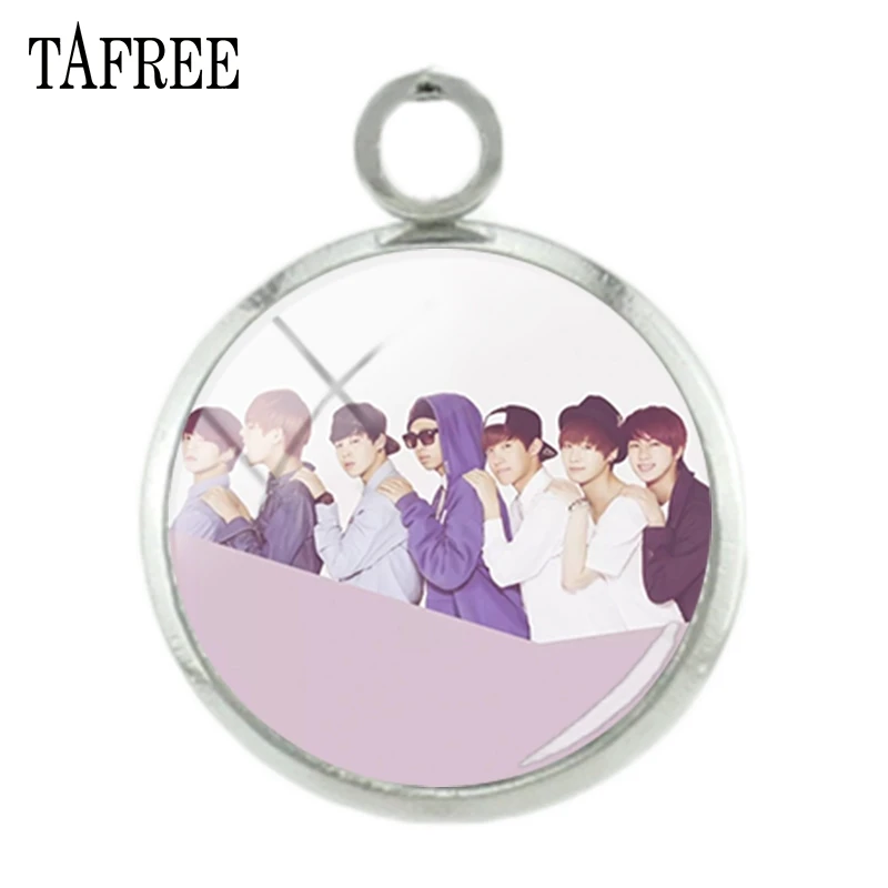 

TAFREE BTS Pendants Charms New Fashion Trendy Music Band Members Art Picture Glass Cabochon Dome Handmade Women Jewelry BTS243