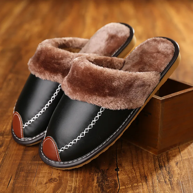 STONE VILLAGE Waterproof Leather Slippers Couple Warm Cotton Slippers Men And Women Slippers Thick Bottom Plush Winter Slippers
STONE VILLAGE Waterproof Leather Slippers Couple Warm Cotton Slippers Men And Women Slippers Thick Bottom Plush Winter Slippers
