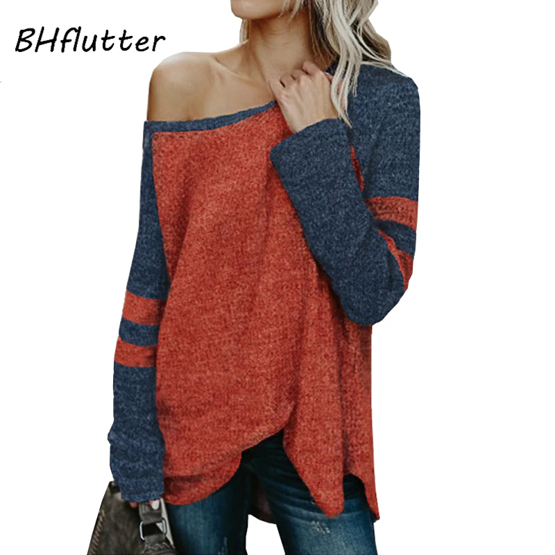 BHflutter Women Sweater 2018 Off Shoulder Thin Knitted Pullover Jumper Female Long Sleeve Spliced Casual Sweaters Pull Femme
BHflutter Women Sweater 2018 Off Shoulder Thin Knitted Pullover Jumper Female Long Sleeve Spliced Casual Sweaters Pull Femme