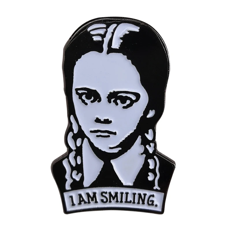Wednesday Addams I am smiling pin badge Kawaii Sweet Lolita Fairy Kei Spank Pastel Goth Harajuku Cute 
Wednesday Addams I am smiling pin badge Kawaii Sweet Lolita Fairy Kei Spank Pastel Goth Harajuku Cute