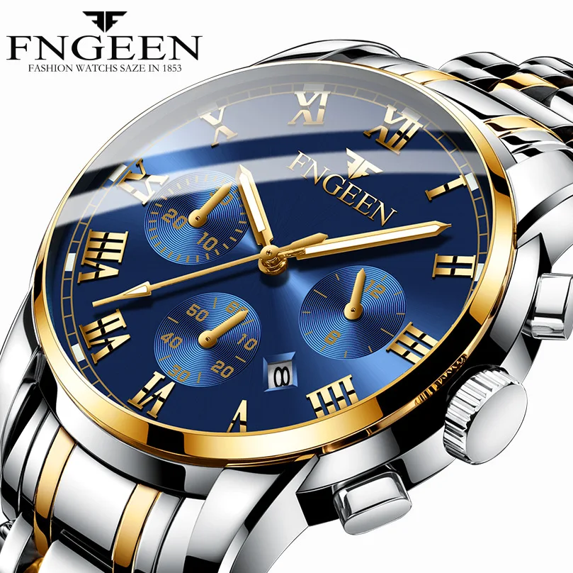 FNGEEN Hot Sale Fashion Mens Watches Steel Strap Calendar Luminous Wristwatch Male Waterproof Quartz Watch Relogio Masculino
FNGEEN Hot Sale Fashion Mens Watches Steel Strap Calendar Luminous Wristwatch Male Waterproof Quartz Watch Relogio Masculino