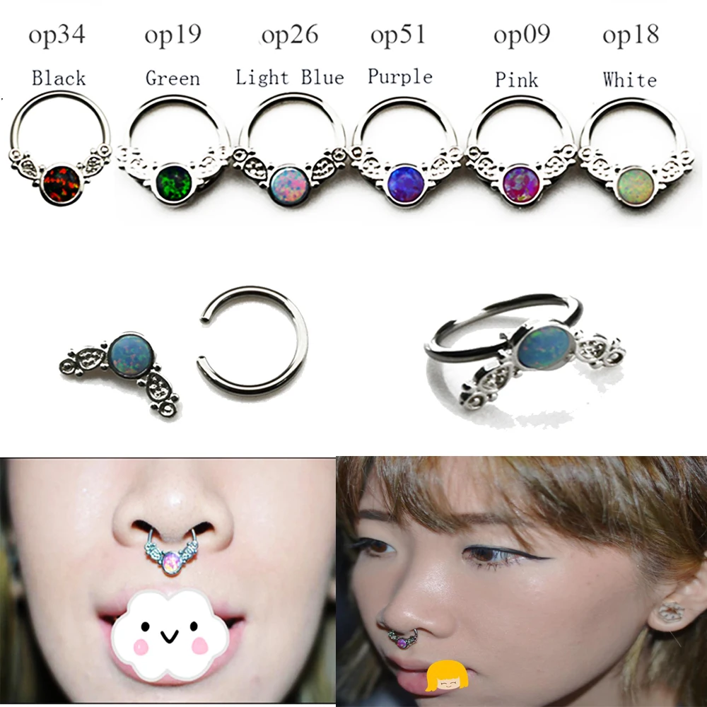 6pcs Mixed Color 14G/16G Opal Nose Ring Opal Septum Clicker Earring Captive Bead Ring Piercing Jewelry
6pcs Mixed Color 14G/16G Opal Nose Ring Opal Septum Clicker Earring Captive Bead Ring Piercing Jewelry