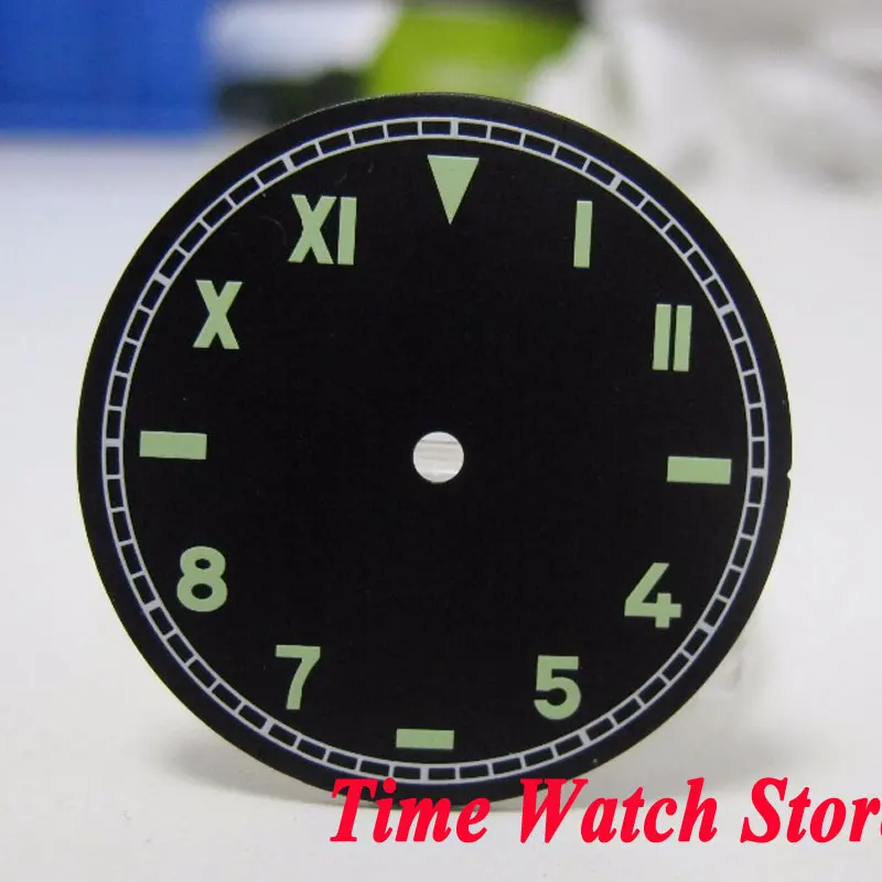 37.5mm black sterial dial californial dial fit for ETA 6497 hand winding movement Watch Dial green marks D114
37.5mm black sterial dial californial dial fit for ETA 6497 hand winding movement Watch Dial green marks D114