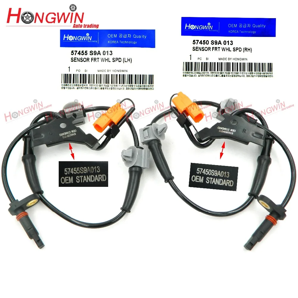 Genuine no.:57450S9A013 57455S9A013 2pcs/set ABS Wheel Speed Sensor Front Left & Right for Honda CR-V CRV 2.4L 5S7501,SU8991
Genuine no.:57450S9A013 57455S9A013 2pcs/set ABS Wheel Speed Sensor Front Left & Right for Honda CR-V CRV 2.4L 5S7501,SU8991