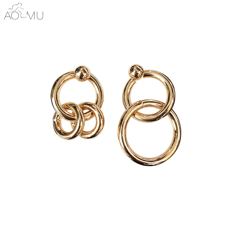 AOMU New Simple Design Asymmetric Geometric Gold Metal Round Circle Link Chain Dangle Long Drop Earrings for Women Girl
AOMU New Simple Design Asymmetric Geometric Gold Metal Round Circle Link Chain Dangle Long Drop Earrings for Women Girl