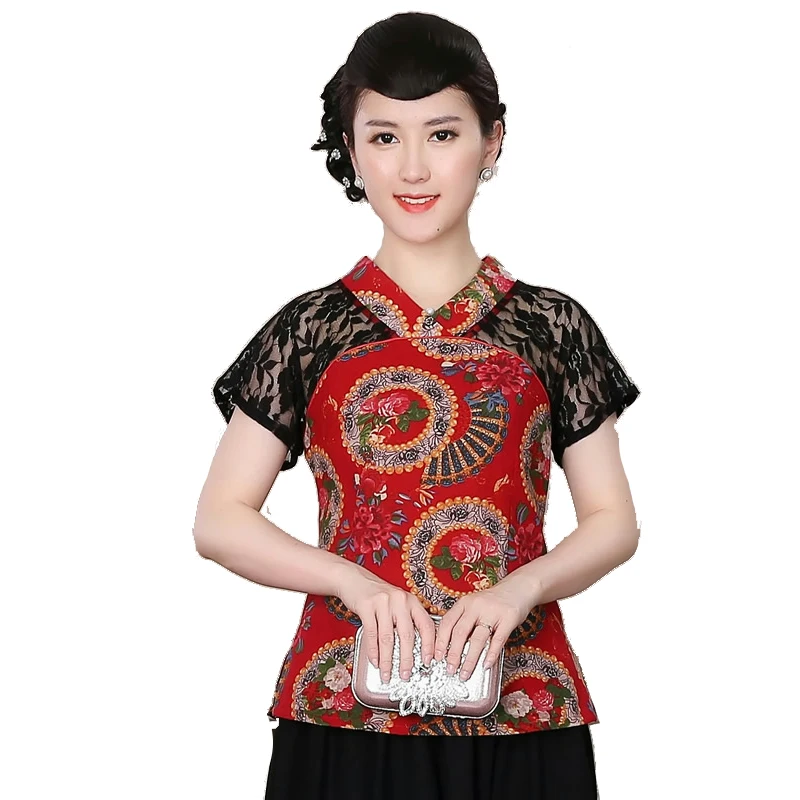 Special Offer 4XL Summer New Traditional Chinese Blouse Blusa Women Cotton Linen Shirt Short Sleeves Tops Mujer Camisa HB052301 | Женская