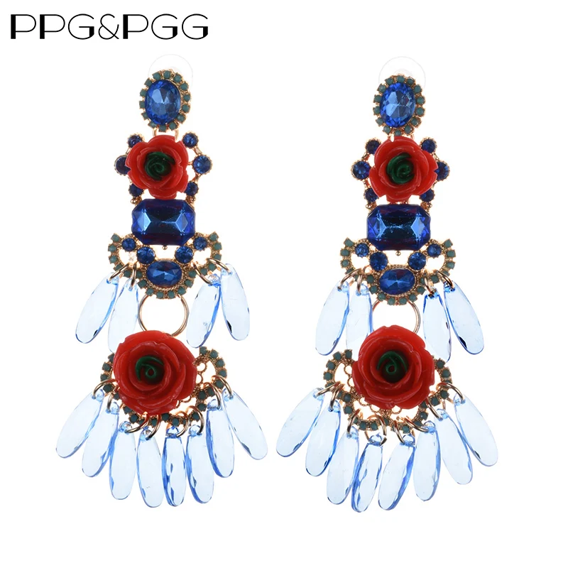 PPG&PGG Luxury Flower Crystal Drop Dangle Earrings For Women Pendant Tassel Statement Earrings Fashion Boho Wedding Jewelry
PPG&PGG Luxury Flower Crystal Drop Dangle Earrings For Women Pendant Tassel Statement Earrings Fashion Boho Wedding Jewelry