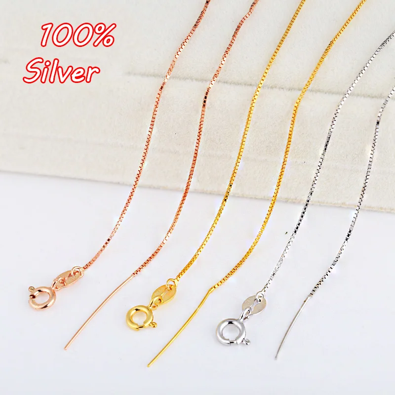 100% Authentic Solid 925 Sterling Silver Color 45cm Box Chain Necklace Rose Gold Color Silver Necklace Accessories
100% Authentic Solid 925 Sterling Silver Color 45cm Box Chain Necklace Rose Gold Color Silver Necklace Accessories