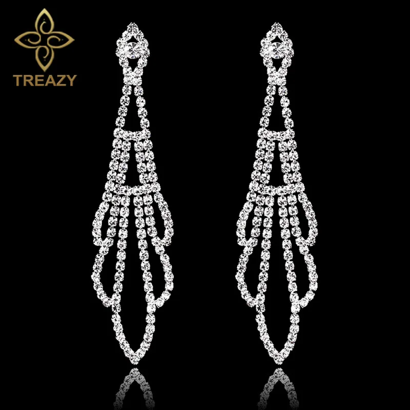 TREAZY Leaf Design Crystal Bridal Long Earrings Sparkling Silver Color Rhinestone Dangle Earrings For Women Wedding Jewelry
TREAZY Leaf Design Crystal Bridal Long Earrings Sparkling Silver Color Rhinestone Dangle Earrings For Women Wedding Jewelry