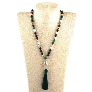 Free Shipping Fashion Black Lava Green Stones Knotted Bohemian Tribal Jewelry Crystal Drop link & Tassel Necklace
Free Shipping Fashion Black Lava Green Stones Knotted Bohemian Tribal Jewelry Crystal Drop link & Tassel Necklace