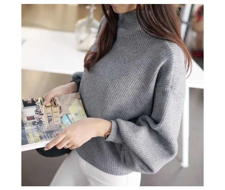 2019 Spring Autumn New Korean High Collar Women Sweater Loose Bat Lantern Sleeve Solid Color Pullover Sweater Q1253
2019 Spring Autumn New Korean High Collar Women Sweater Loose Bat Lantern Sleeve Solid Color Pullover Sweater Q1253