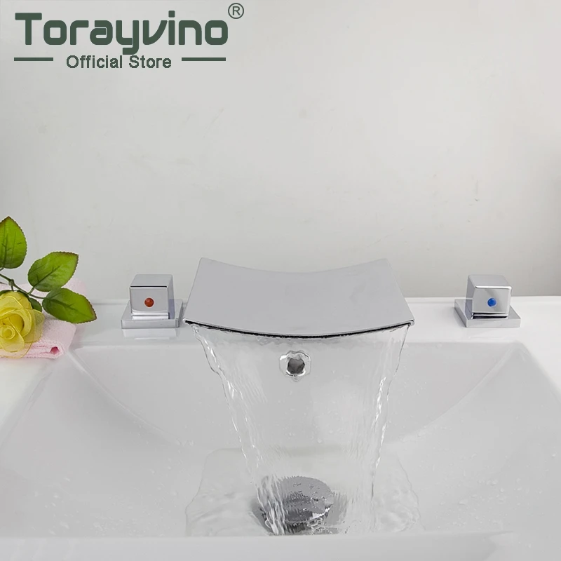 

Torayvino Solid Brass Bathtub Faucet Bath Tub Mixer Waterfall Faucet Spout Deck Mounted Bath Shower Mixer Taps