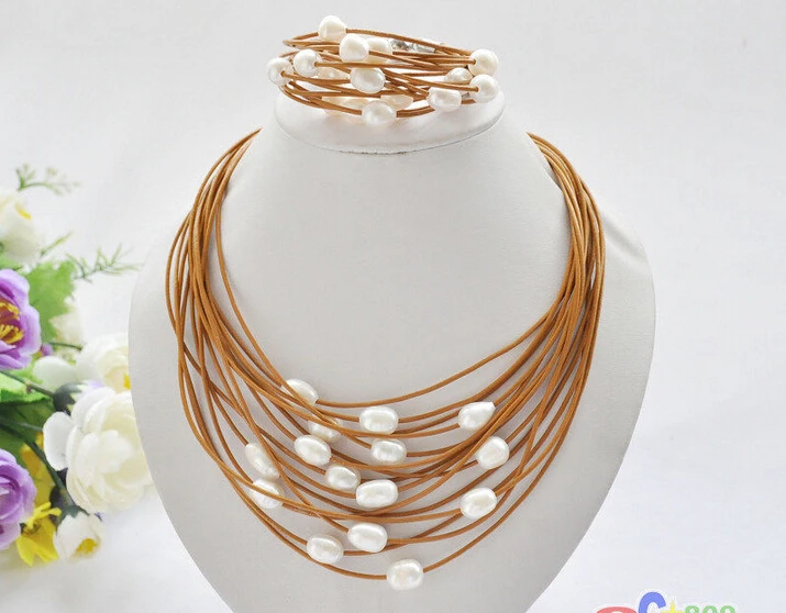P5213 15row 13mm white rice freshwater pearl coffee leather necklace & bracelet^^^@^Noble style Natural Fine jewe SHIPPING new
P5213 15row 13mm white rice freshwater pearl coffee leather necklace & bracelet^^^@^Noble style Natural Fine jewe SHIPPING new