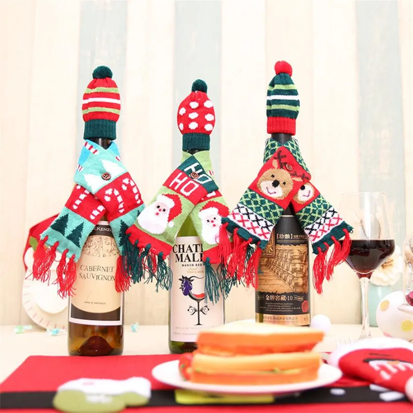 Santa Claus Wine Bottle Cover Clothes Set Knitting Hat Cap Scarf Table Decor Navidad New Year Gifts Christmas Home Decorations
Santa Claus Wine Bottle Cover Clothes Set Knitting Hat Cap Scarf Table Decor Navidad New Year Gifts Christmas Home Decorations