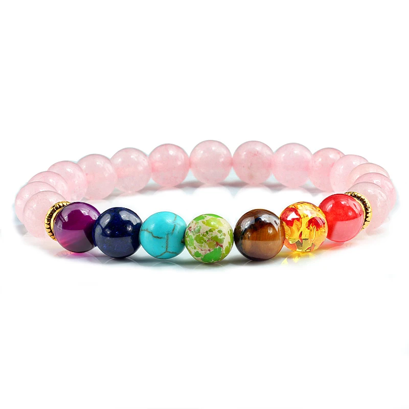 Stylish 7 Chakra Natural Stone Bracelet Charm Pink Hematite Healing Beaded Bracelets Bangles Couple Luck Jewelry for Women Men
Stylish 7 Chakra Natural Stone Bracelet Charm Pink Hematite Healing Beaded Bracelets Bangles Couple Luck Jewelry for Women Men