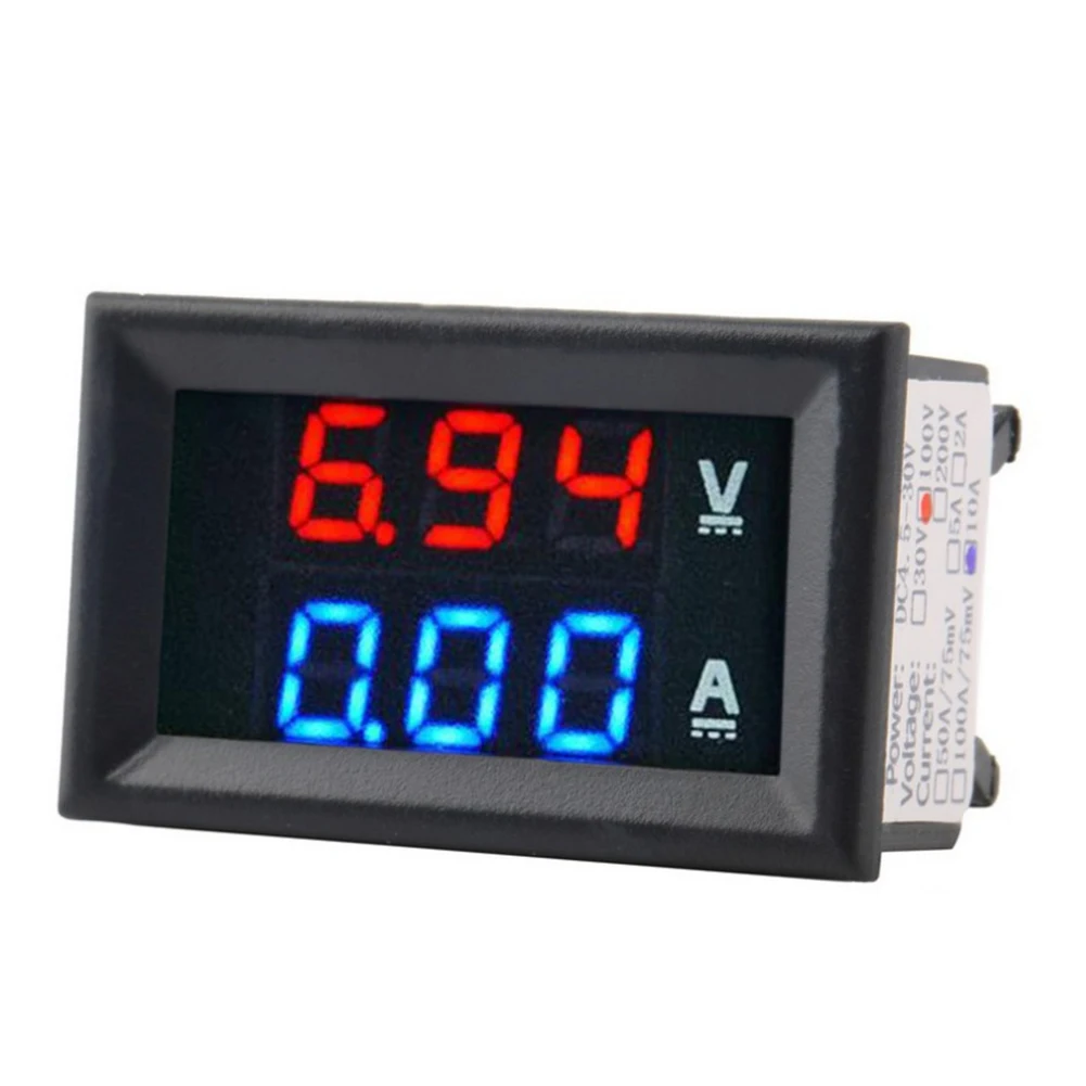 0.59inch Digital Voltmeter Ammeter Dual Display DC 0-100V 10A Panel Amp Volt Voltage Current Meter Tester Red Blue LED
0.59inch Digital Voltmeter Ammeter Dual Display DC 0-100V 10A Panel Amp Volt Voltage Current Meter Tester Red Blue LED