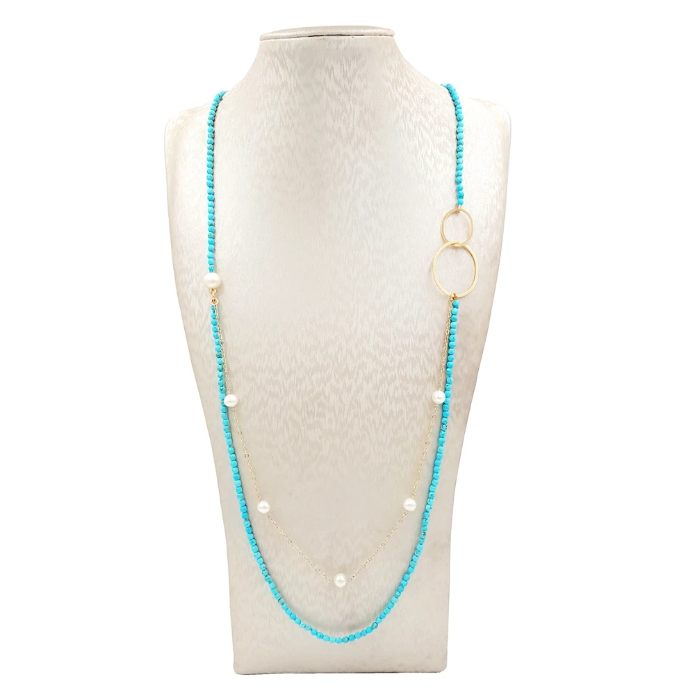 Lii Ji Dye Turquoise Freshwater Pearl 9K Gold Chain 925 Sterling Silver 18K Plated Double Circle Long Necklace Delicate Jewelry
Lii Ji Dye Turquoise Freshwater Pearl 9K Gold Chain 925 Sterling Silver 18K Plated Double Circle Long Necklace Delicate Jewelry