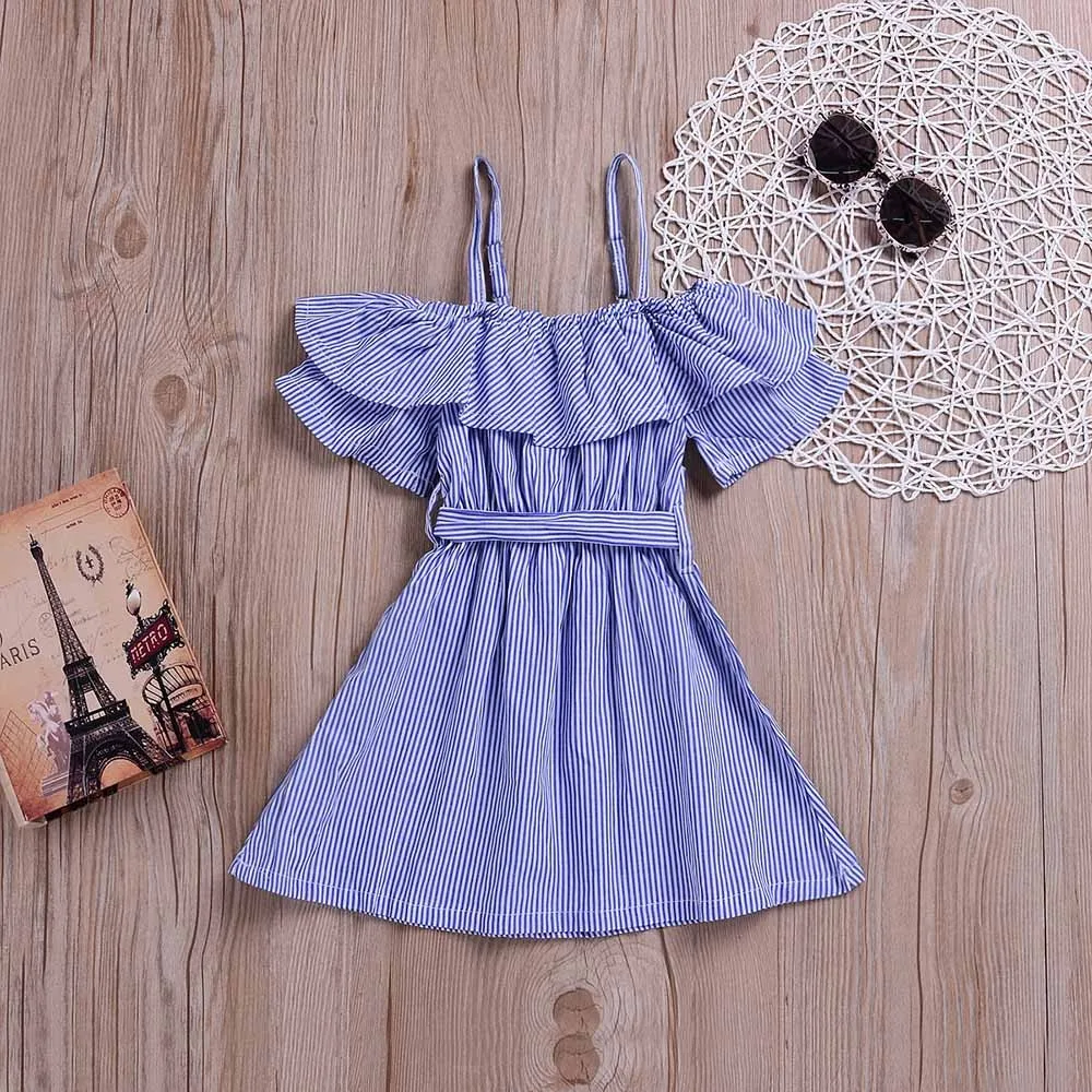 Summer New Fashion Children Girls Striped Print Bowknot Ruffles Off Shoulder Princess Dress Clothes Wholesale Free Ship Z4
Summer New Fashion Children Girls Striped Print Bowknot Ruffles Off Shoulder Princess Dress Clothes Wholesale Free Ship Z4