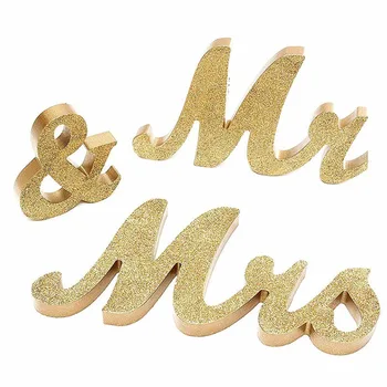 Wooden Gold and Silver Glitter Mr and Mrs English Words for Table Ornament Wedding Signs Photography Prop Decor Supplies
Wooden Gold and Silver Glitter Mr and Mrs English Words for Table Ornament Wedding Signs Photography Prop Decor Supplies