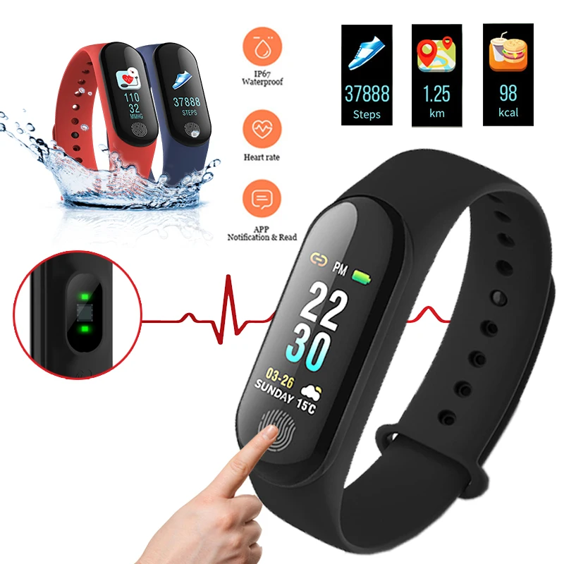 Smart Fitness Bracelet Tracker Watch Band Heart Rate Monitor Waterproof Blood Pressure Oxygen Wristband PK Mi 3 c0 | Электроника