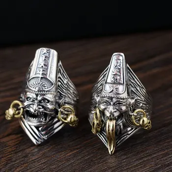 

FNJ 925 Silver Skull Ring New Fashion Skeleton Original Pure S925 Sterling Thai Silver Rings for Men Jewelry Adjustable Size