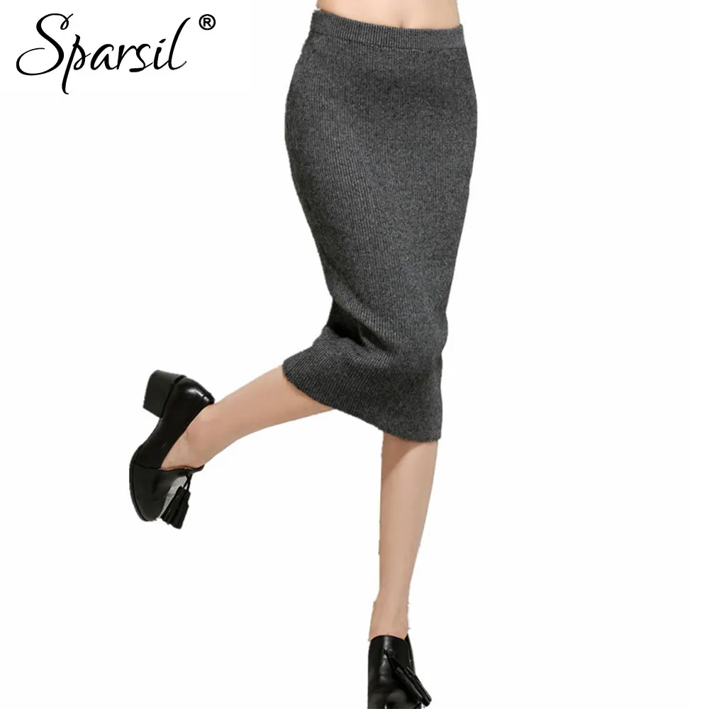 Sparsil Women's Spring Autumn Solid Color Sexy Cashmere Blend Pencil Skirt Elegant Lady Elastic Waist Knee Length Skirts A74
Sparsil Women's Spring Autumn Solid Color Sexy Cashmere Blend Pencil Skirt Elegant Lady Elastic Waist Knee Length Skirts A74