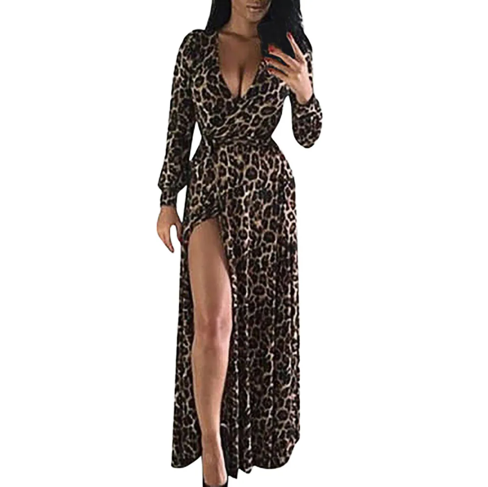 Womens vestidos Sexy V-Neck Leopard Printed Split Hem Long Sleeve Party Split Wrap Maxi Dress vestidos de fiesta eleganteds
Womens vestidos Sexy V-Neck Leopard Printed Split Hem Long Sleeve Party Split Wrap Maxi Dress vestidos de fiesta eleganteds