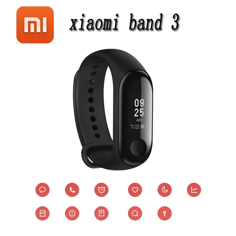 

Original Xiaomi Mi Band 3 Band3 Smart Wristband Bracelet 0.78" OLED Touchscreen 5ATM Swim Reject-Call Pulse Heart Rate Step Time