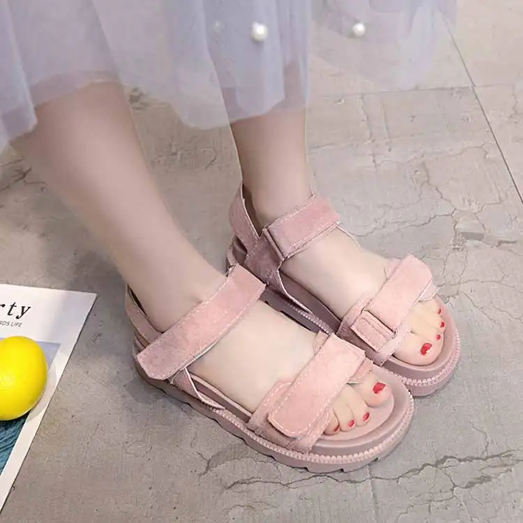 Women shoes adult solid sandals women 2019 fashion med heel height women sandals flat with casual shoes woman sandals female (8)