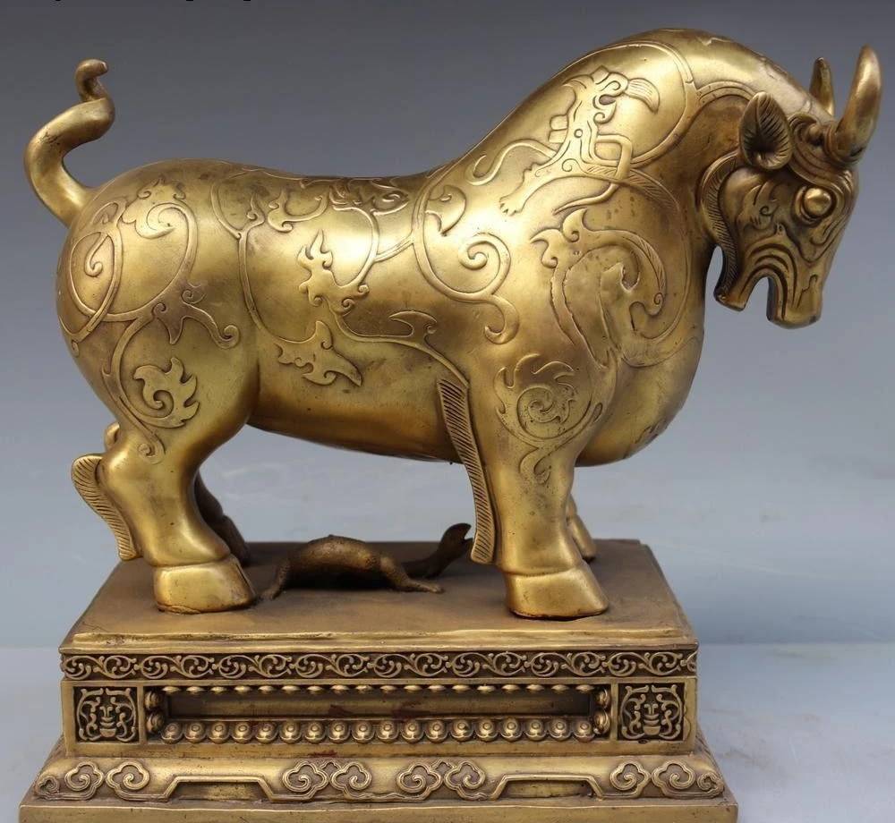 Chinese FengShui Brass Copper Ox Oxen Cow Cattle Bull Bovine Snake Animal Statue
Chinese FengShui Brass Copper Ox Oxen Cow Cattle Bull Bovine Snake Animal Statue