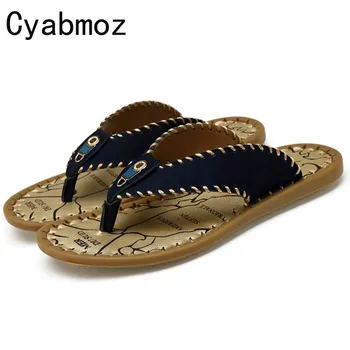 Cyabmoz Brand Men Slippers High Quality Genuine Leather Male Slippers Handmade Sewing Flip Flops Beach Shoes Fashion Sandals
Cyabmoz Brand Men Slippers High Quality Genuine Leather Male Slippers Handmade Sewing Flip Flops Beach Shoes Fashion Sandals