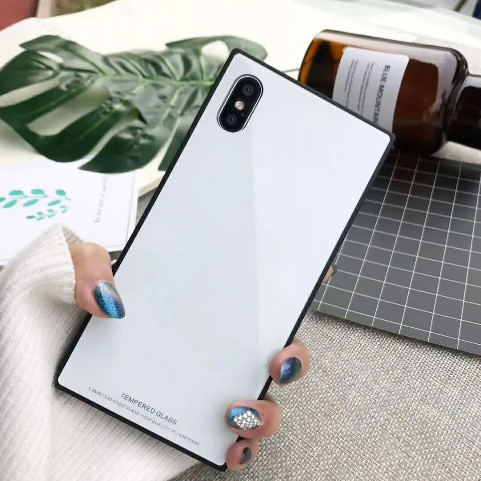 Чехол для Телефона iphone 6 6s 6plus 7 7plus 8 8plus корпус X Твердый квадратный стеклянный