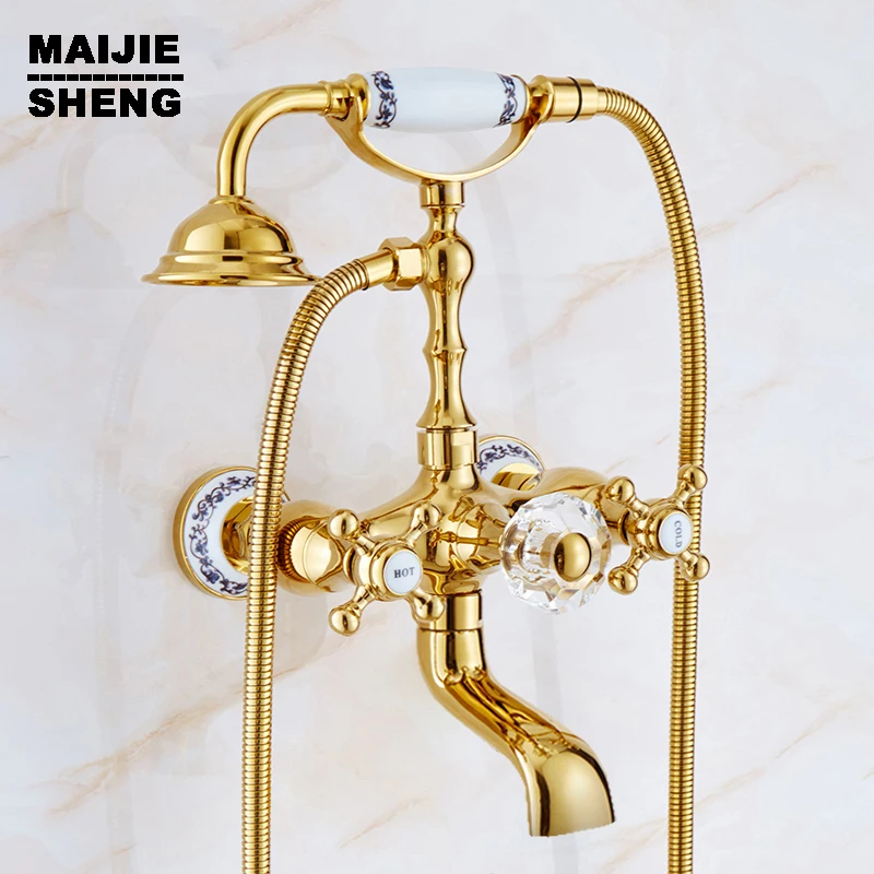 Shower mixer Faucet Mixer Tap G018 Free Shipping Luxury golden Style BathTub Faucet Ceramic Handle Handheld bath telephone
Shower mixer Faucet Mixer Tap G018 Free Shipping Luxury golden Style BathTub Faucet Ceramic Handle Handheld bath telephone