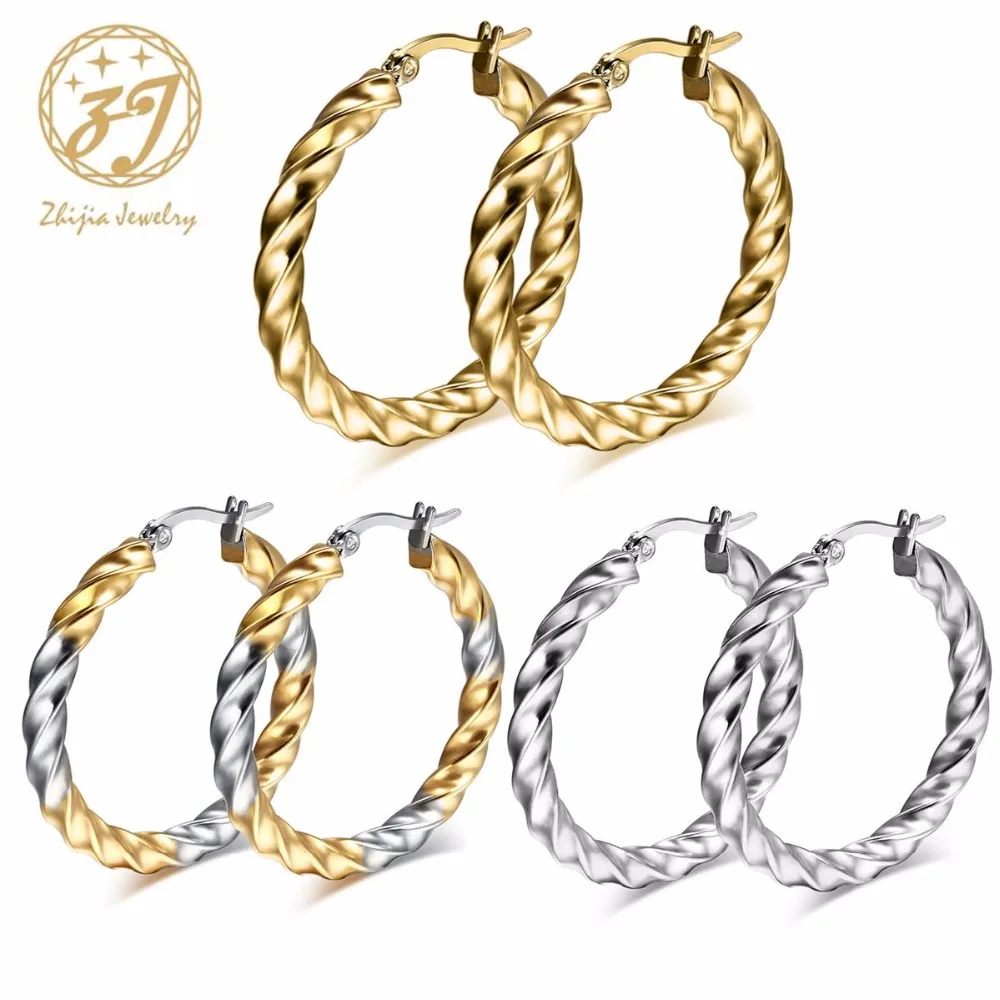 Zhijia Luxury Wave Cirle Hoop Earrings 3 Color Stainless Steel Creole Earring For Women Party jewelry Free Shipping
Zhijia Luxury Wave Cirle Hoop Earrings 3 Color Stainless Steel Creole Earring For Women Party jewelry Free Shipping