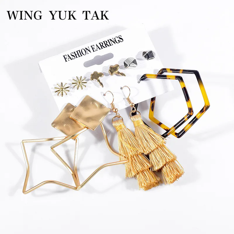 6 pairs/set Vintage Tassel Earrings Set Women Exaggerated Geometric Acrylic Drop Earrings Bijouteria Brincos Boho Jewelry
6 pairs/set Vintage Tassel Earrings Set Women Exaggerated Geometric Acrylic Drop Earrings Bijouteria Brincos Boho Jewelry