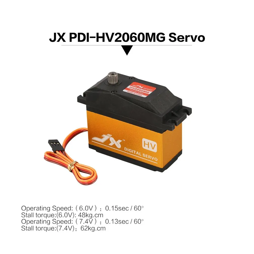 

JX PDI-HV2060 RC servo MG Metal 6.0-7.4V Digital HV Servo 62kg Torque Aluminums Case Coreless Part for 1/5 RC Car RC Accessories