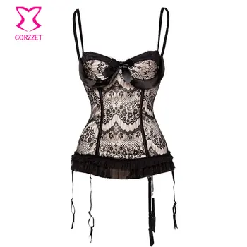 Beige Satin&Black Floral Lace Corset Overbust with Strap Push Up Espartilhos E Corpetes Sexy Gothic Lingerie Corselet Plus Size
Beige Satin&Black Floral Lace Corset Overbust with Strap Push Up Espartilhos E Corpetes Sexy Gothic Lingerie Corselet Plus Size