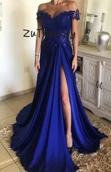 Arabic Blue Evening Gowns Off The Shoulder Long Evening Dresses Short Sleeves Chiffon Prom Dresses With Splits Graduation Dress
Arabic Blue Evening Gowns Off The Shoulder Long Evening Dresses Short Sleeves Chiffon Prom Dresses With Splits Graduation Dress