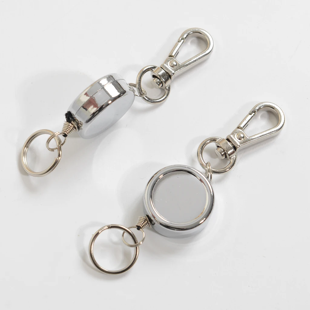 10 Pieces Metal Retractable Pull Chain Key Ring Chain Reel Keychain Keyring Holder Camping Hiking Tool