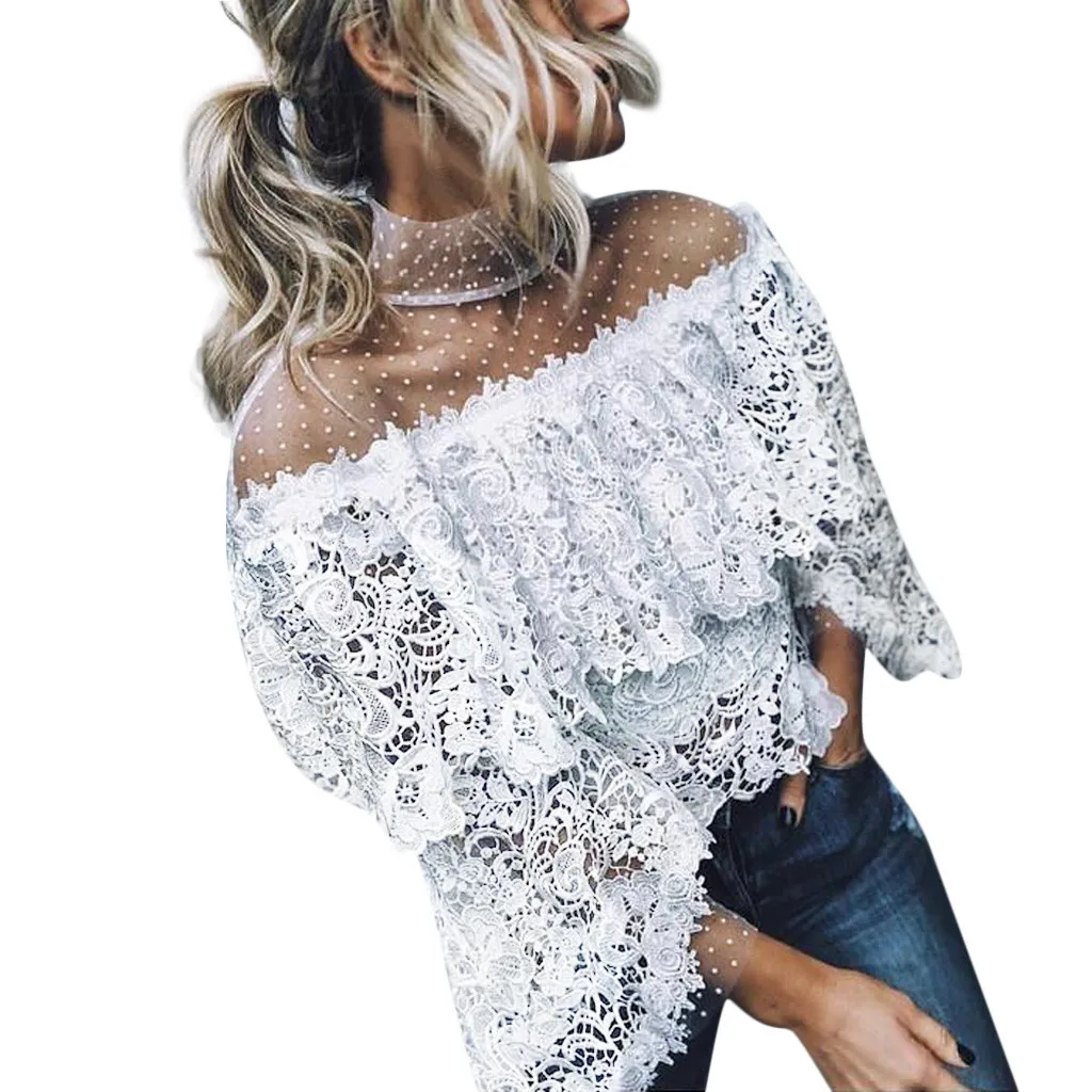 Womens Spring Summer Womens Tops And Blouses Flare Sleeve Printed Point Top Blouse Ladies Tops camisa feminina Hot Sale
Womens Spring Summer Womens Tops And Blouses Flare Sleeve Printed Point Top Blouse Ladies Tops camisa feminina Hot Sale