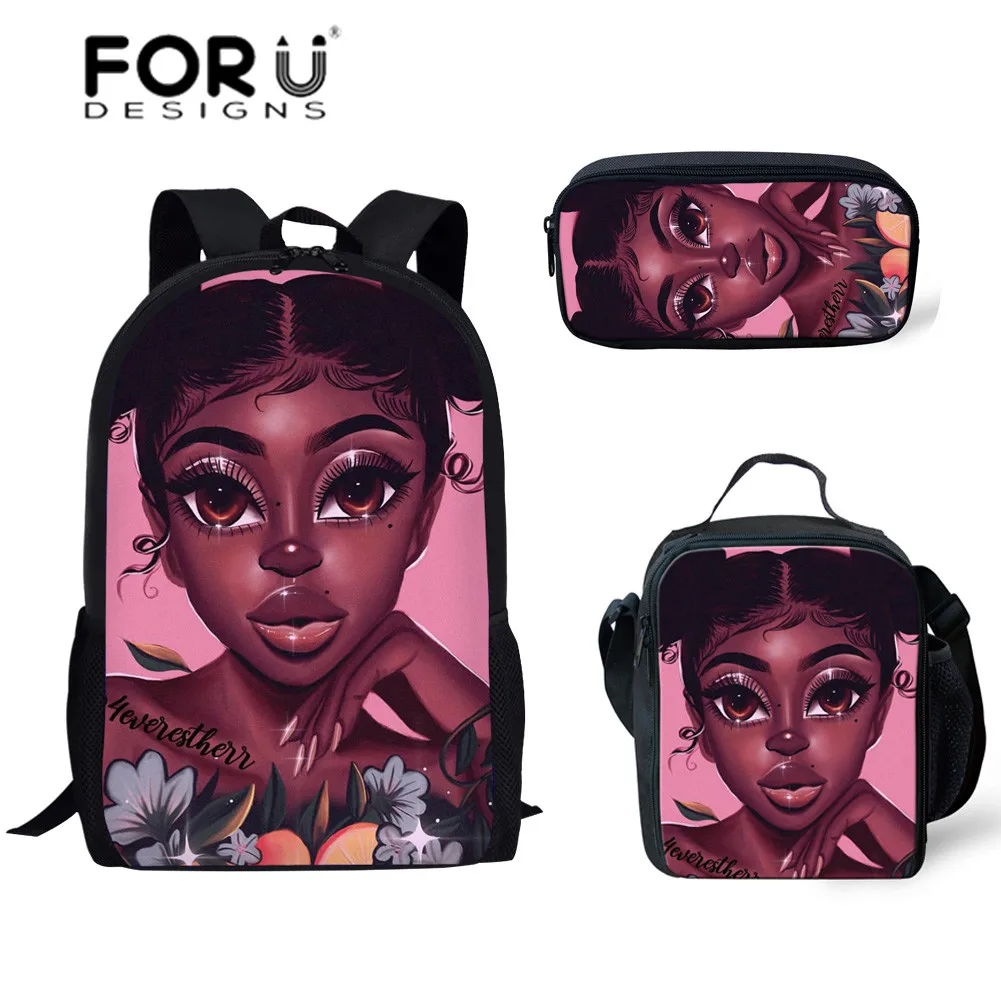 FORUDESIGNS School Bags Backpack for Children 3pcs/set Shool Bag Black Art African Girls Printing Kids Book Bag Primary Satchel
FORUDESIGNS School Bags Backpack for Children 3pcs/set Shool Bag Black Art African Girls Printing Kids Book Bag Primary Satchel