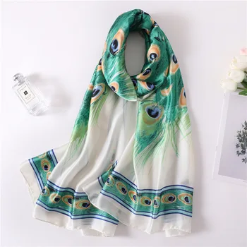 Fashion Scarf Luxury Women Brand Silk Scarf Women Scarves Shawl High Quality Peacock Print hijab wrap 180*90 CM
Fashion Scarf Luxury Women Brand Silk Scarf Women Scarves Shawl High Quality Peacock Print hijab wrap 180*90 CM