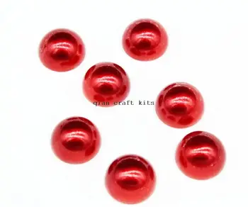 

250pcs 20mm big Ruby RED HaLF PEARLS Decoden Flatback Cabochons, ABS Pearl Rhinestone Cabochons, Cellphone Deco