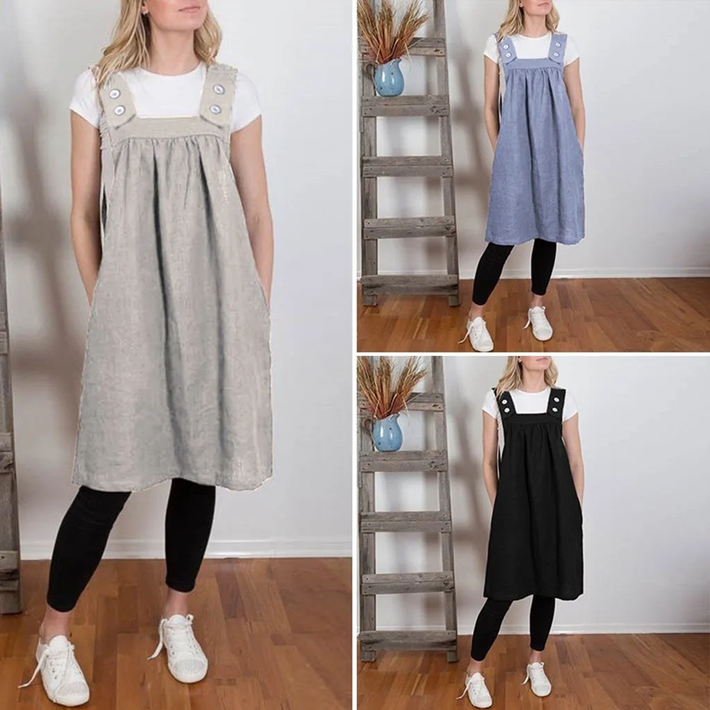 New Arrived Summer Apron Strap Dress Women Square Cross Cotton Work Pinafore Casual Loose Solid Color Dresses abito Strap #C
New Arrived Summer Apron Strap Dress Women Square Cross Cotton Work Pinafore Casual Loose Solid Color Dresses abito Strap #C