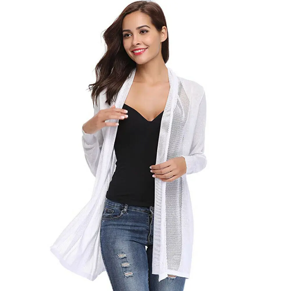 Women Mesh Sheer Transparent Long Sleeve Open Front Thin Cardigan Blouse Summer Cover Up Casual Solid Color Long Top 3Colors
Women Mesh Sheer Transparent Long Sleeve Open Front Thin Cardigan Blouse Summer Cover Up Casual Solid Color Long Top 3Colors